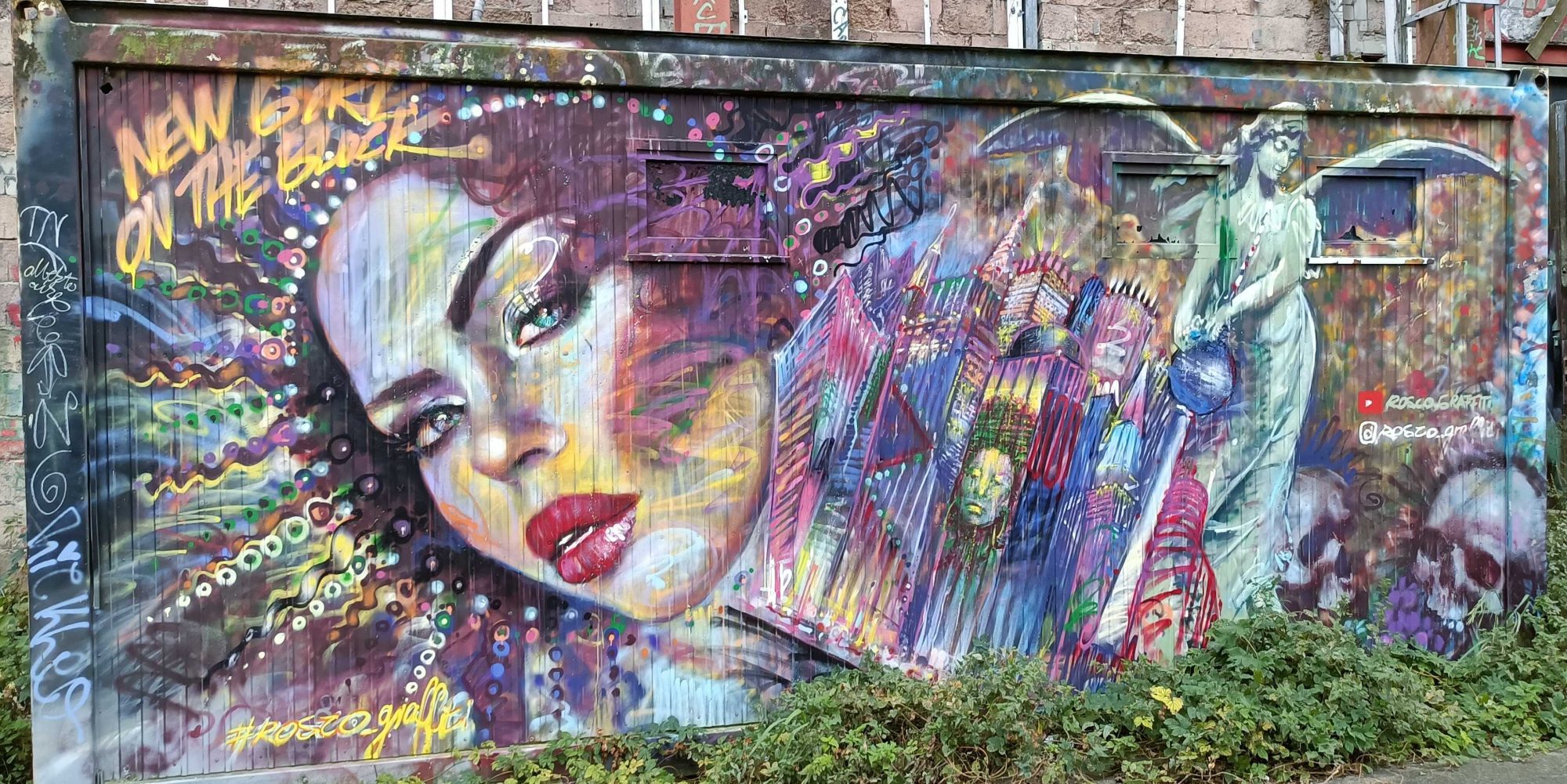 New Girl on the Block Mural in Berlin — Street art by Rosco graffiti in Berlin