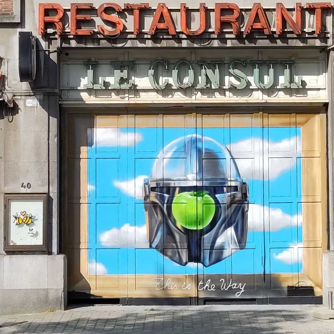 Surreal Magritte Eye — Street art in Bruxelles