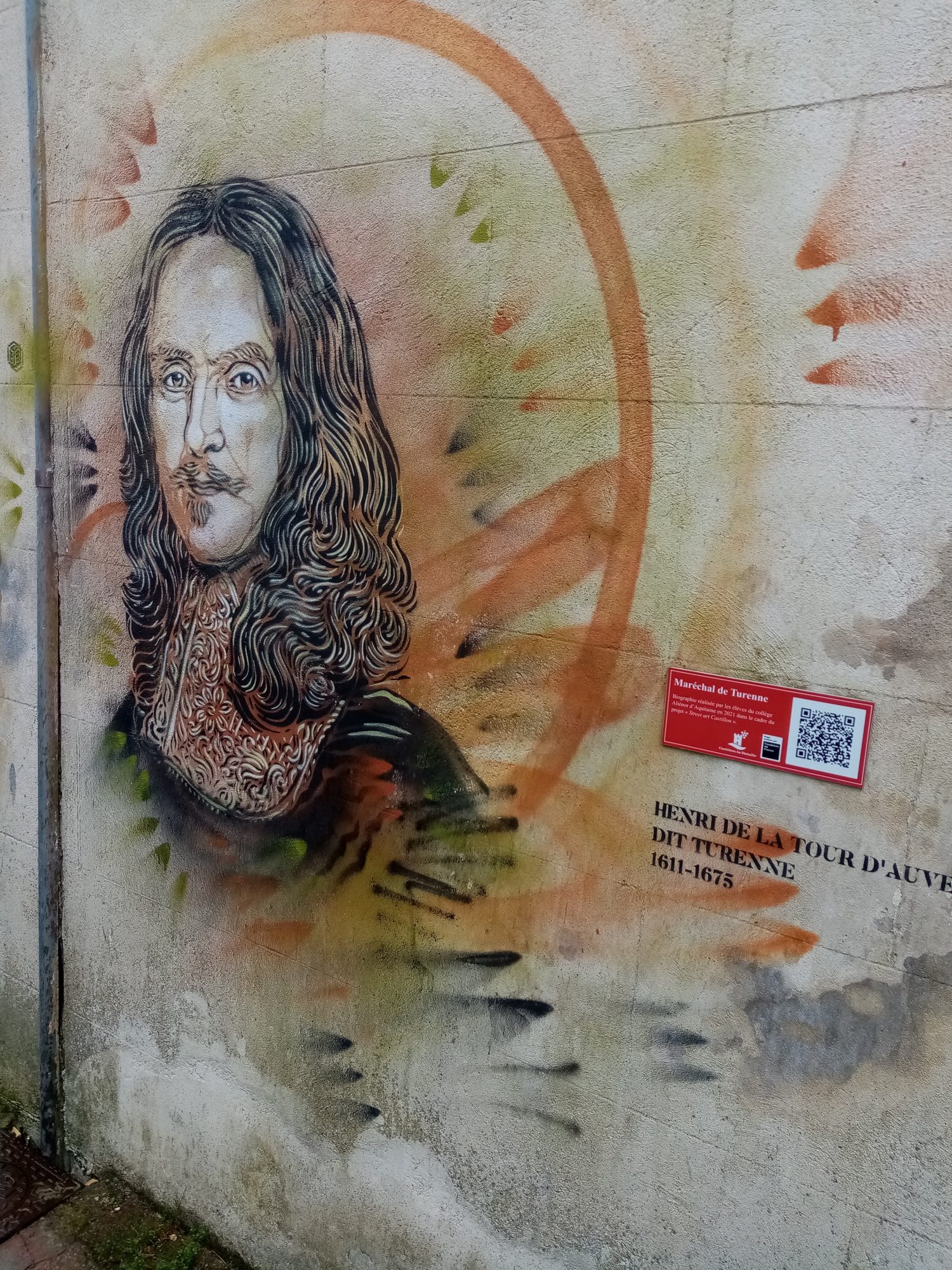 Portrait de Turenne, maréchal de France — Street art de C215 à Castillon-la-Bataille
