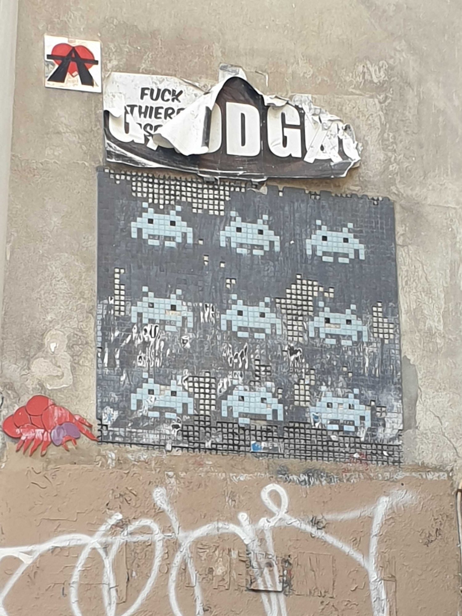 PA_575, Space Invader on Rue de Poitou — Street art by Invader, A2, Gzup in Paris