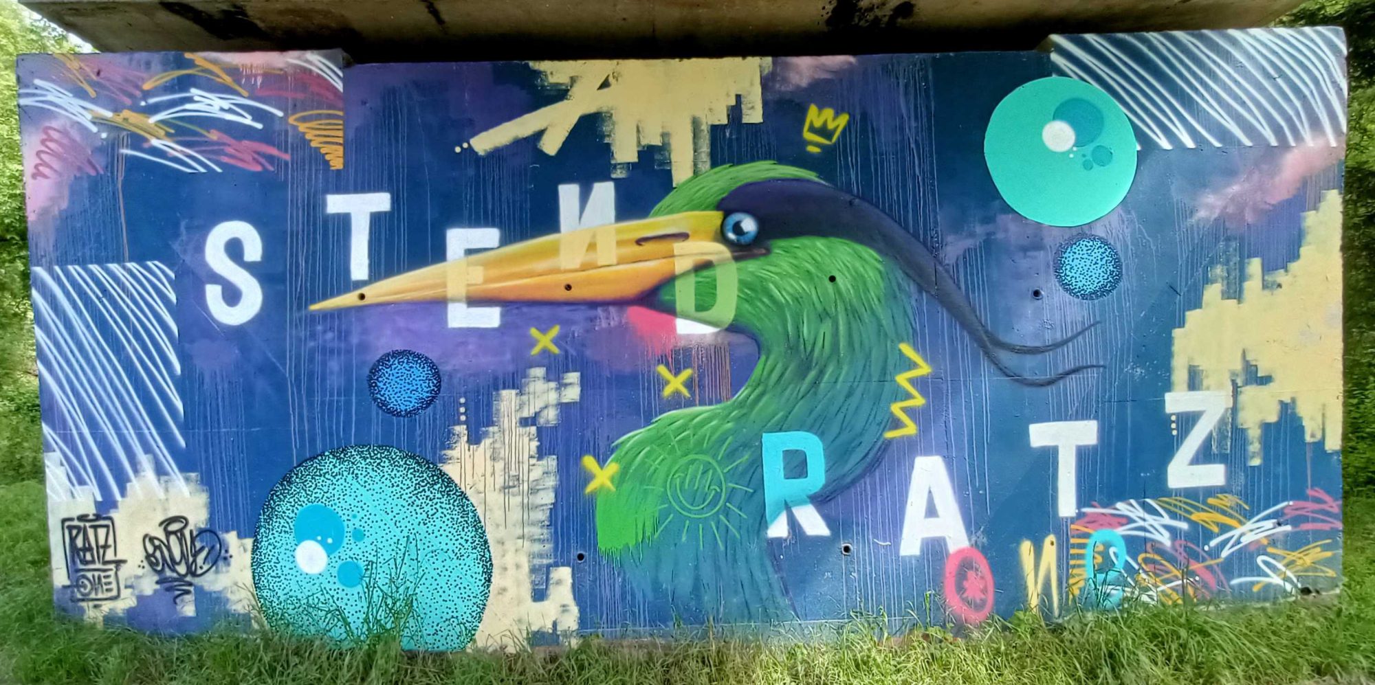 The Green Heron by Stend and Ratz — Street art by Ratz One in Rezé