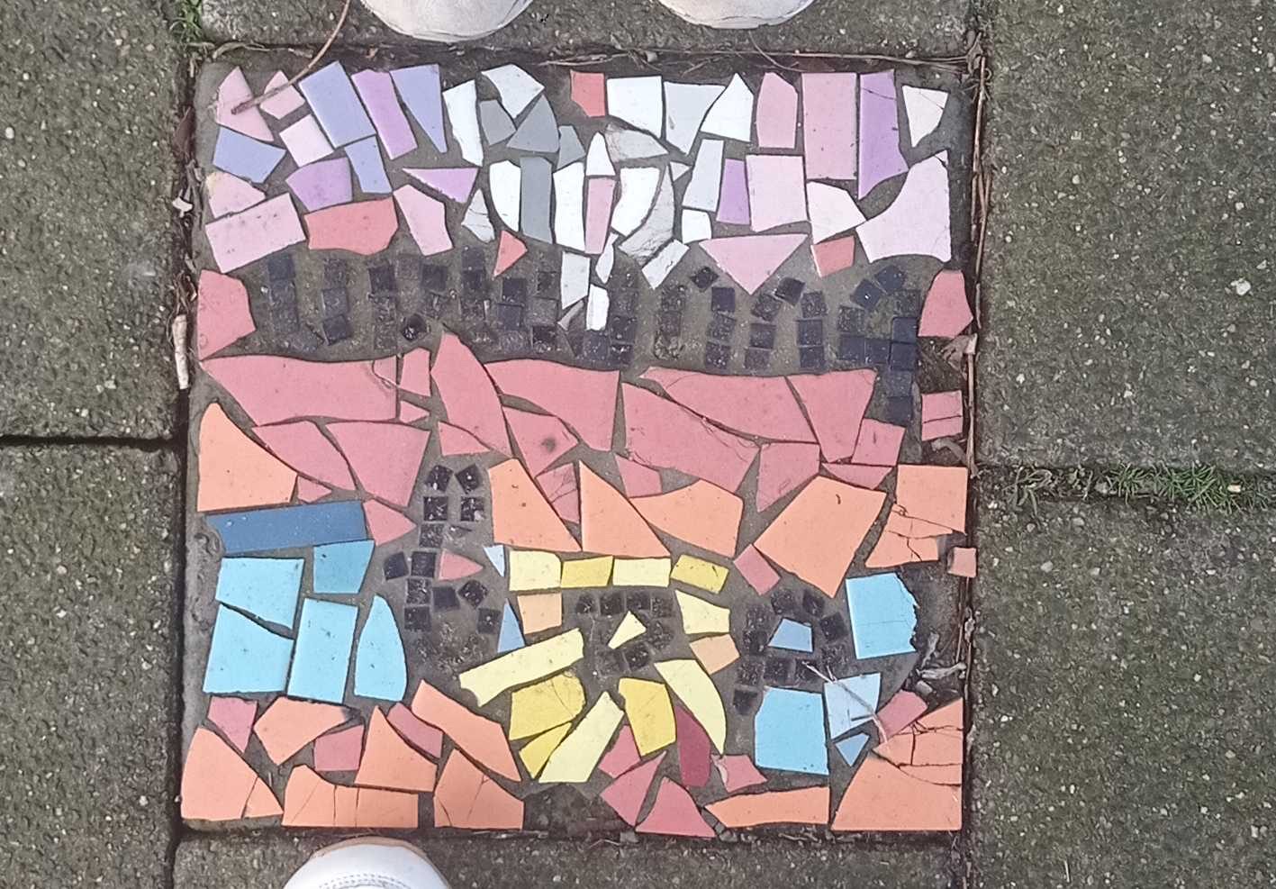 Pavement Mosaic with Houses — Street art in Rotterdam