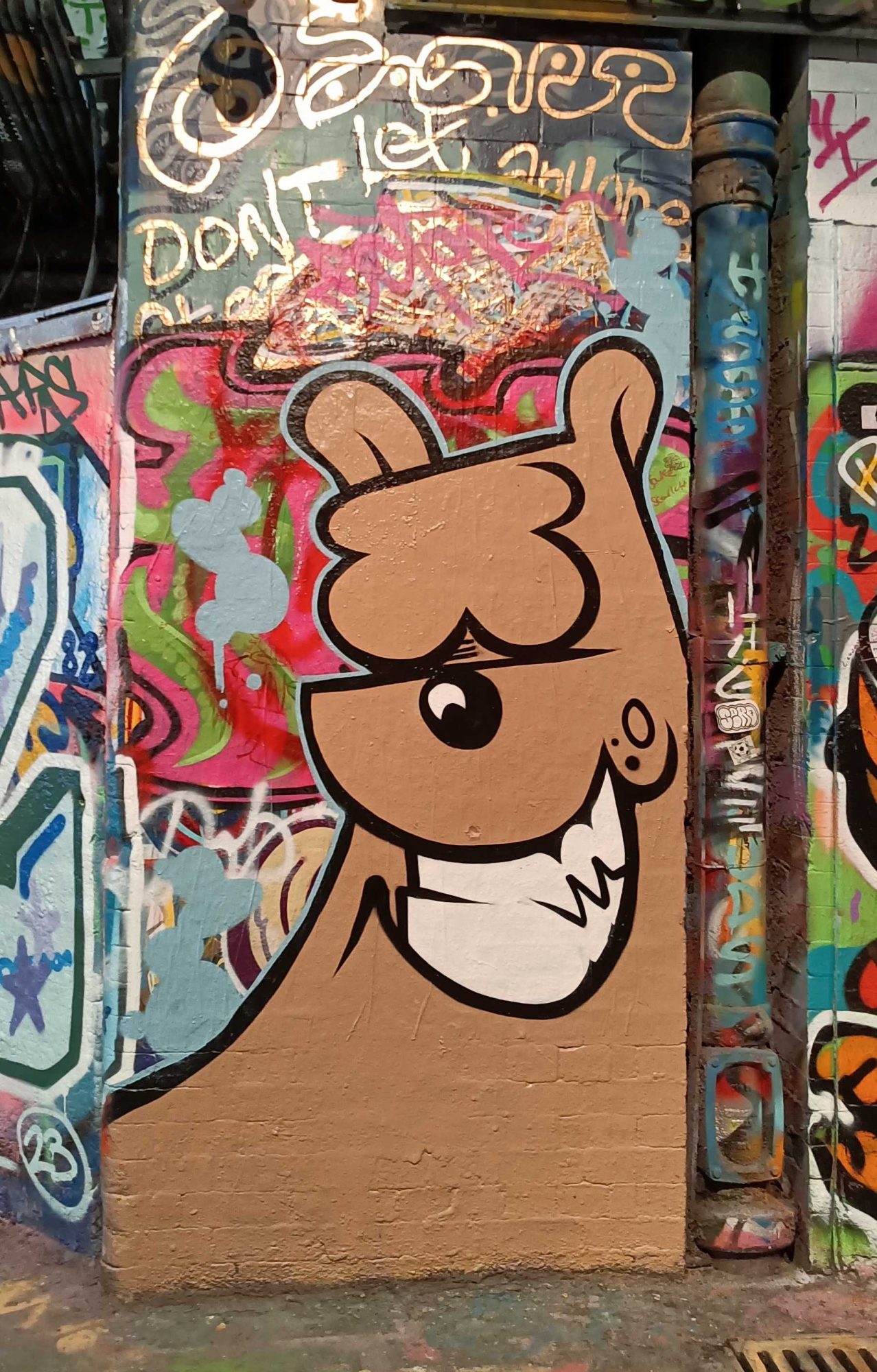 Playful Cartoon Face — Street art in London