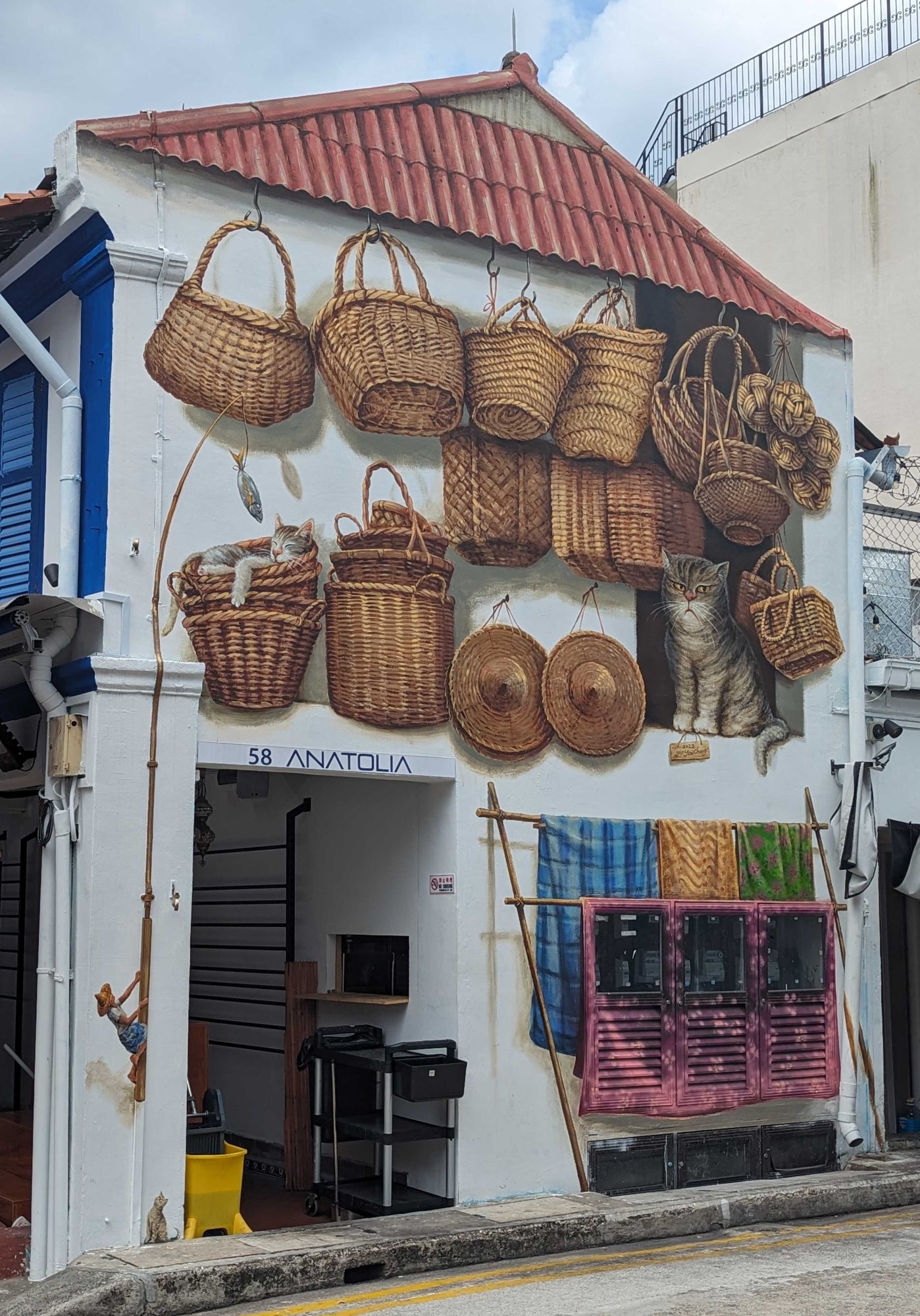 Rattan Baskets in Trompe-l'oeil — Street art by Yip Yew Chong in Singapore