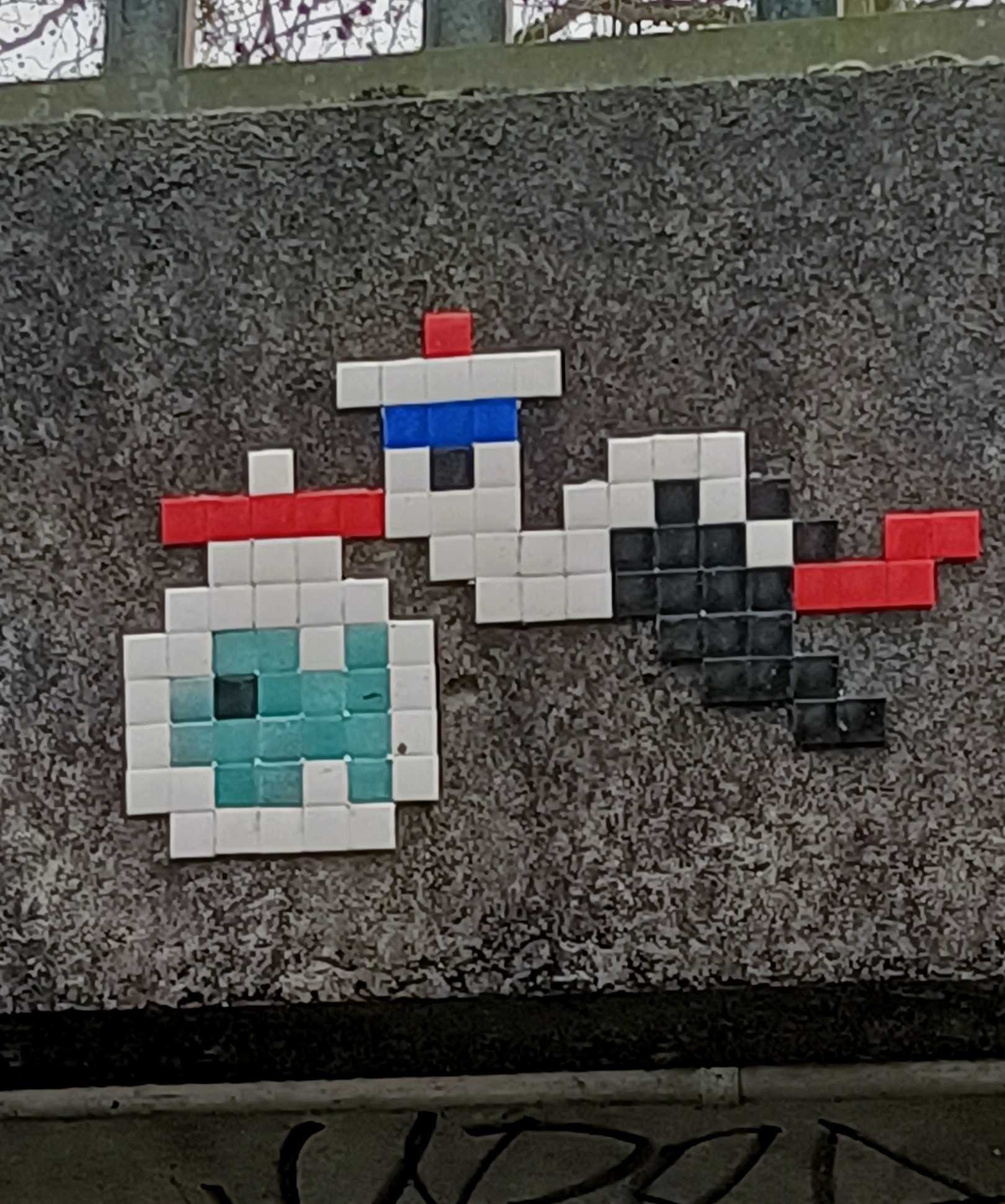 Mosaic Colorful Pixel Art Creatures — Street art by Stork Pixelart in Nantes