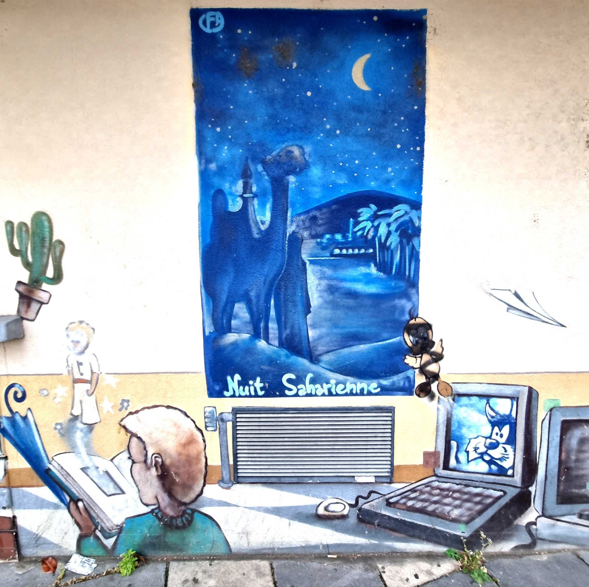 Saharan Night Above the Reader — Street art in Grenoble