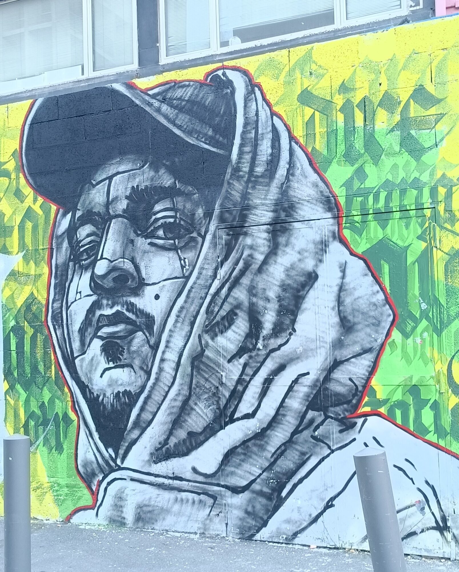 Baddadan, the hooded portrait by Dire 132 — Street art by Dire 132, Bonar in Marseille