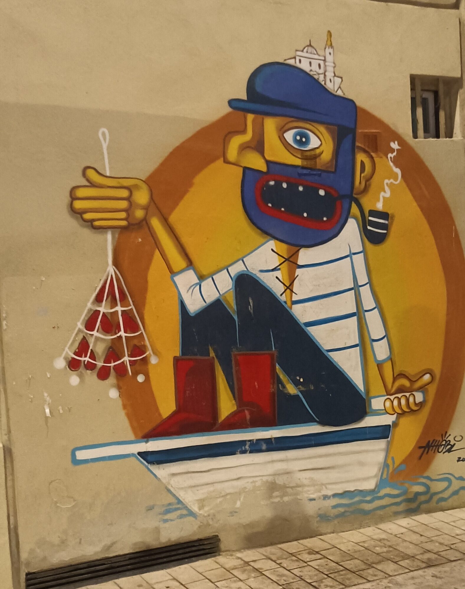 Pêcheur cubiste par Nhobi — Street art de Nhobi à Marseille