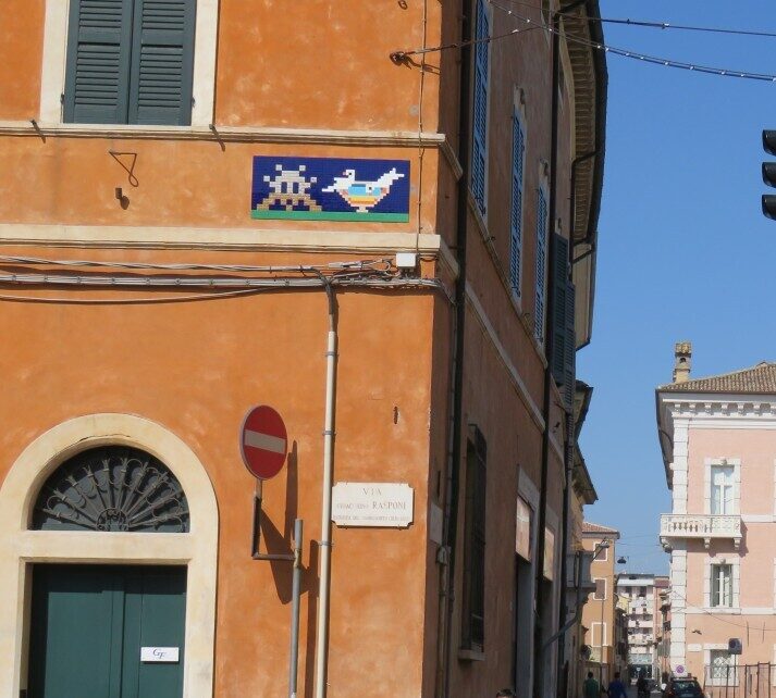 RA_35, Space Invader on Via Gioacchino Rasponi — Street art by Invader in Ravenna
