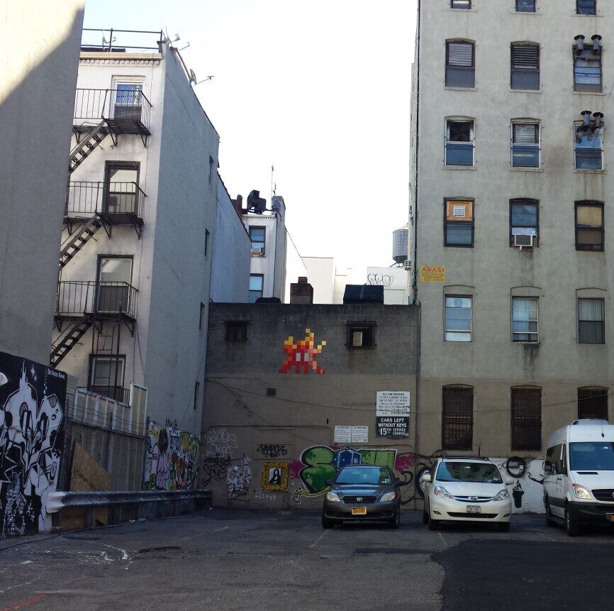NY_152, Space Invader on 107 REAR Mott Street — Street art by Invader in New York