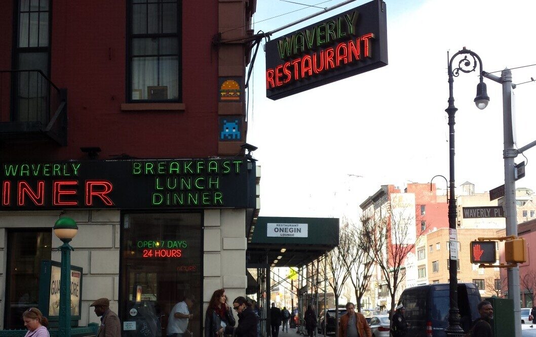 NY_168, Space Invader on 385 6th Avenue — Street art by Invader in New York