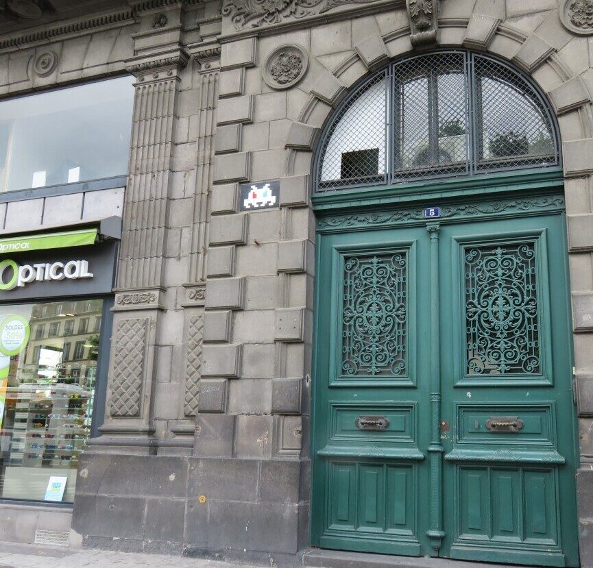 CLR_11, Space Invader on Place Delille — Street art by Invader in Clermont-Ferrand