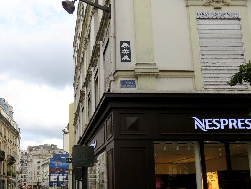 PA_1223, Space Invader on 1 place de Passy — Street art by Invader in Paris