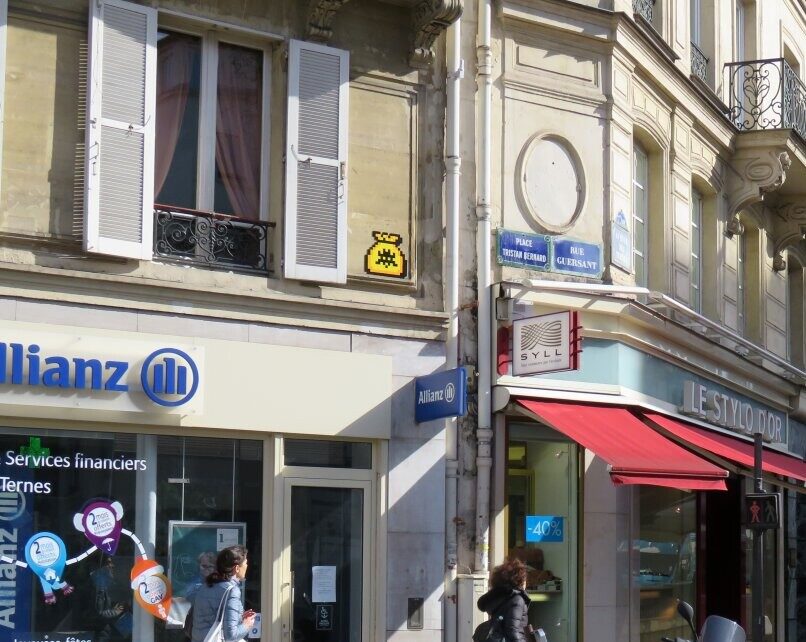 PA_1251, Space Invader on 8 place Tristan Bernard — Street art by Invader in Paris