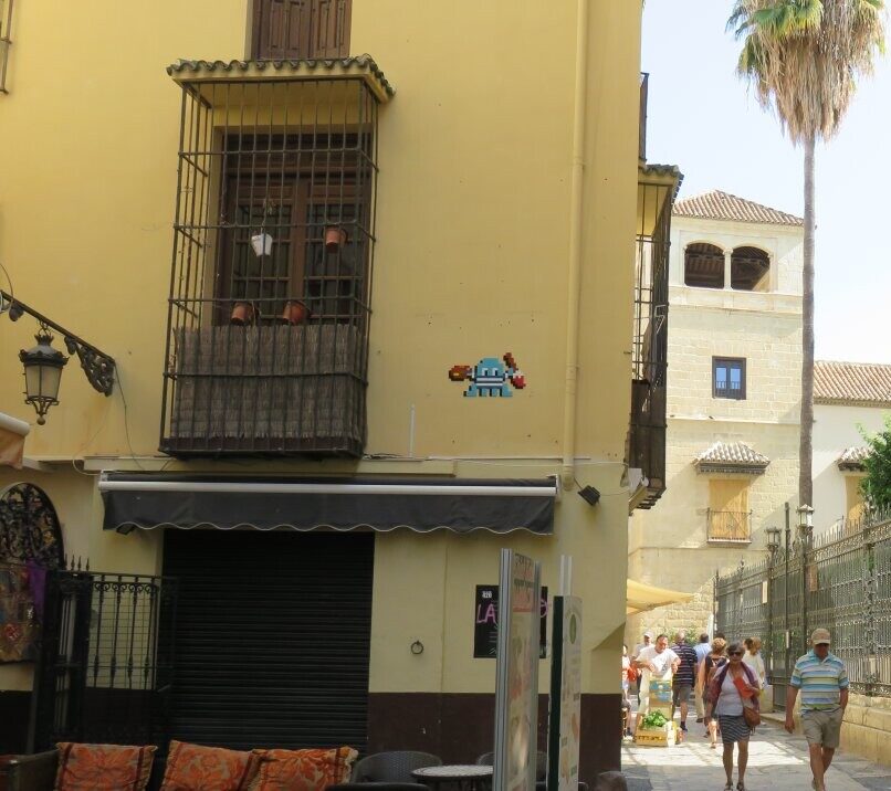 MLGA_23, Space Invader on Calle San Agustín — Street art by Invader in Málaga