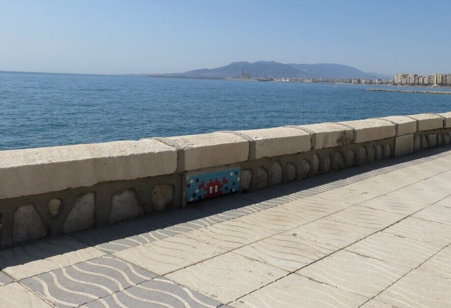 MLGA_02, Space Invader on Paseo Marítimo Pablo Ruiz Picasso — Street art by Invader in Málaga