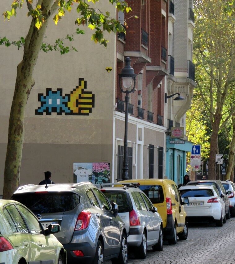 PA_1363, Space Invader on 70 quai de la Loire — Street art by Invader in Paris