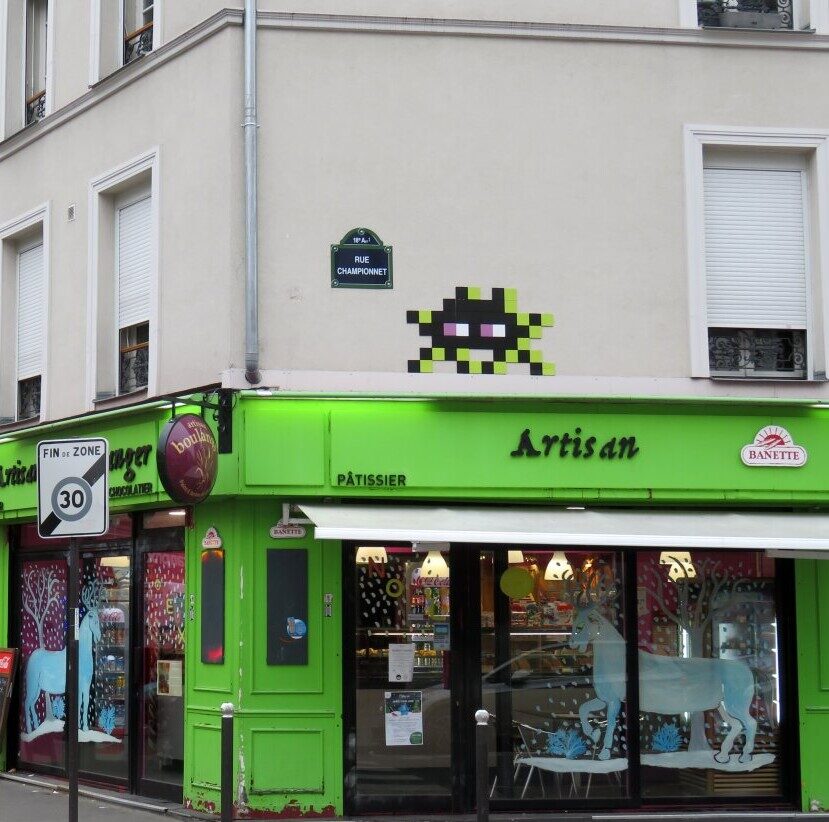 PA_1372, Space Invader on 64 rue Championnet — Street art by Invader in Paris