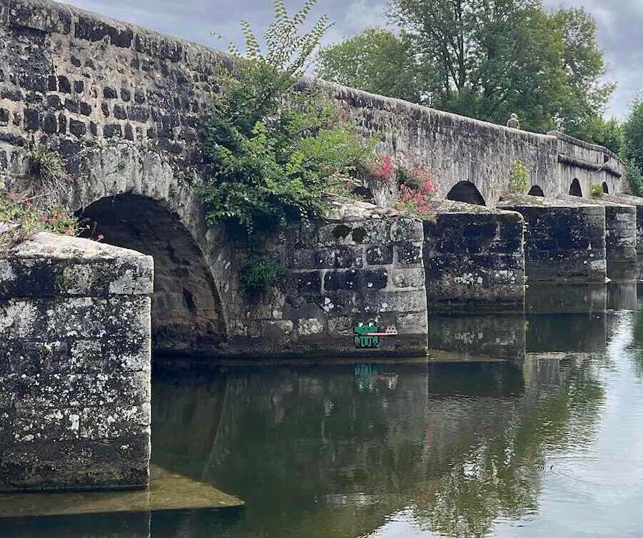 FTBL_46, Space Invader on Vieux Pont — Street art by Invader in Grez-sur-Loing