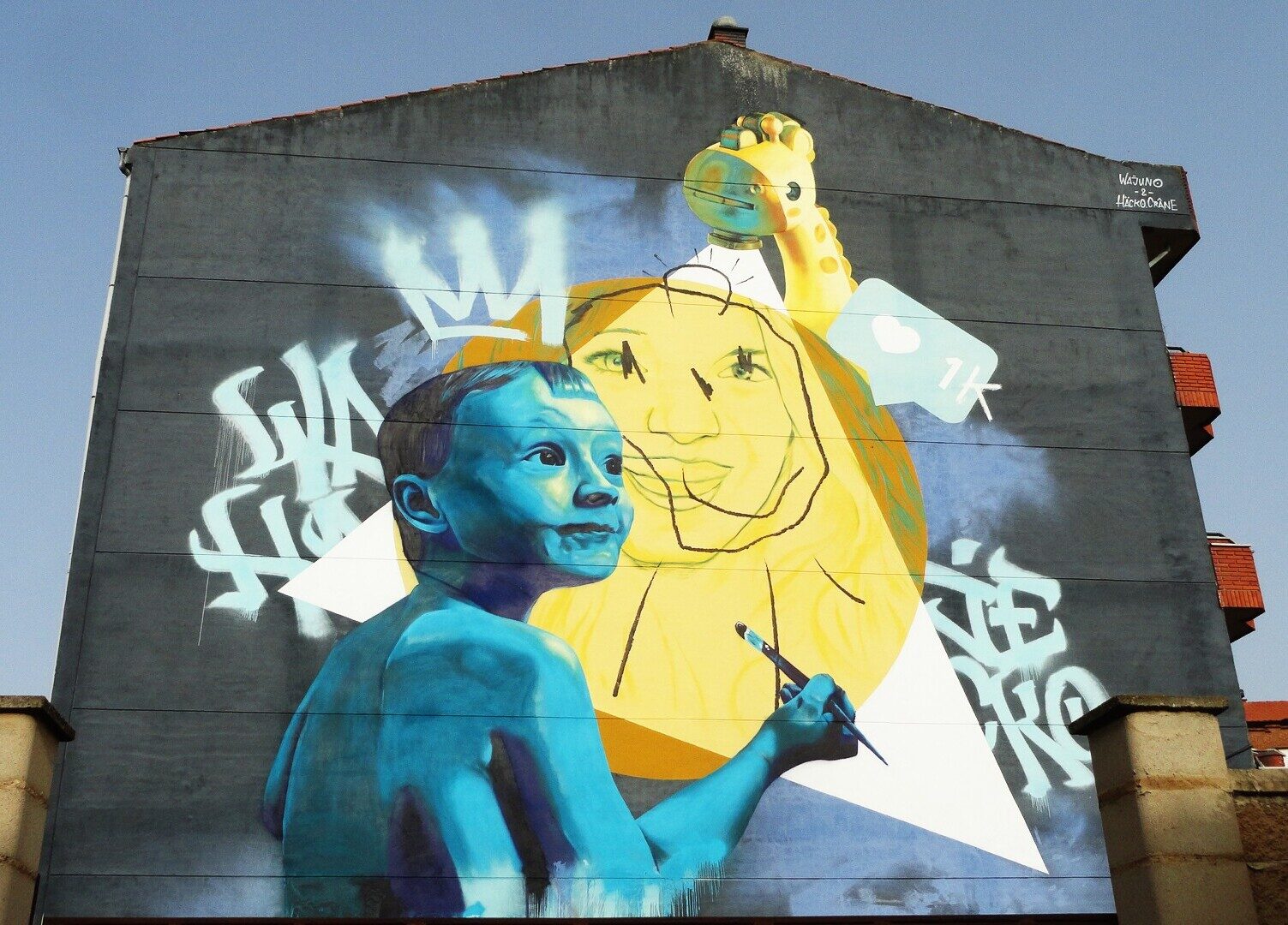 For a Like — Street art by Häcko Crâne, Wajuno in La Bañeza