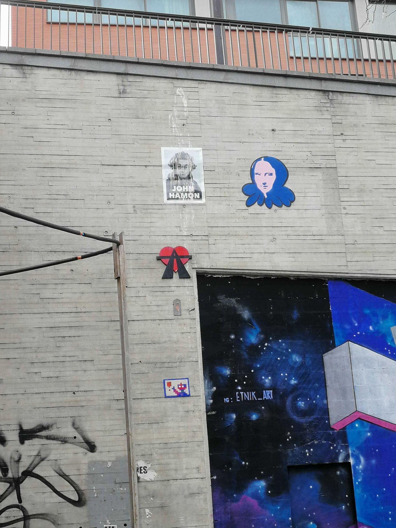 Urban Collage with Mona Lisa by A2 — Street art by A2, John Hamon, Gzup in Paris