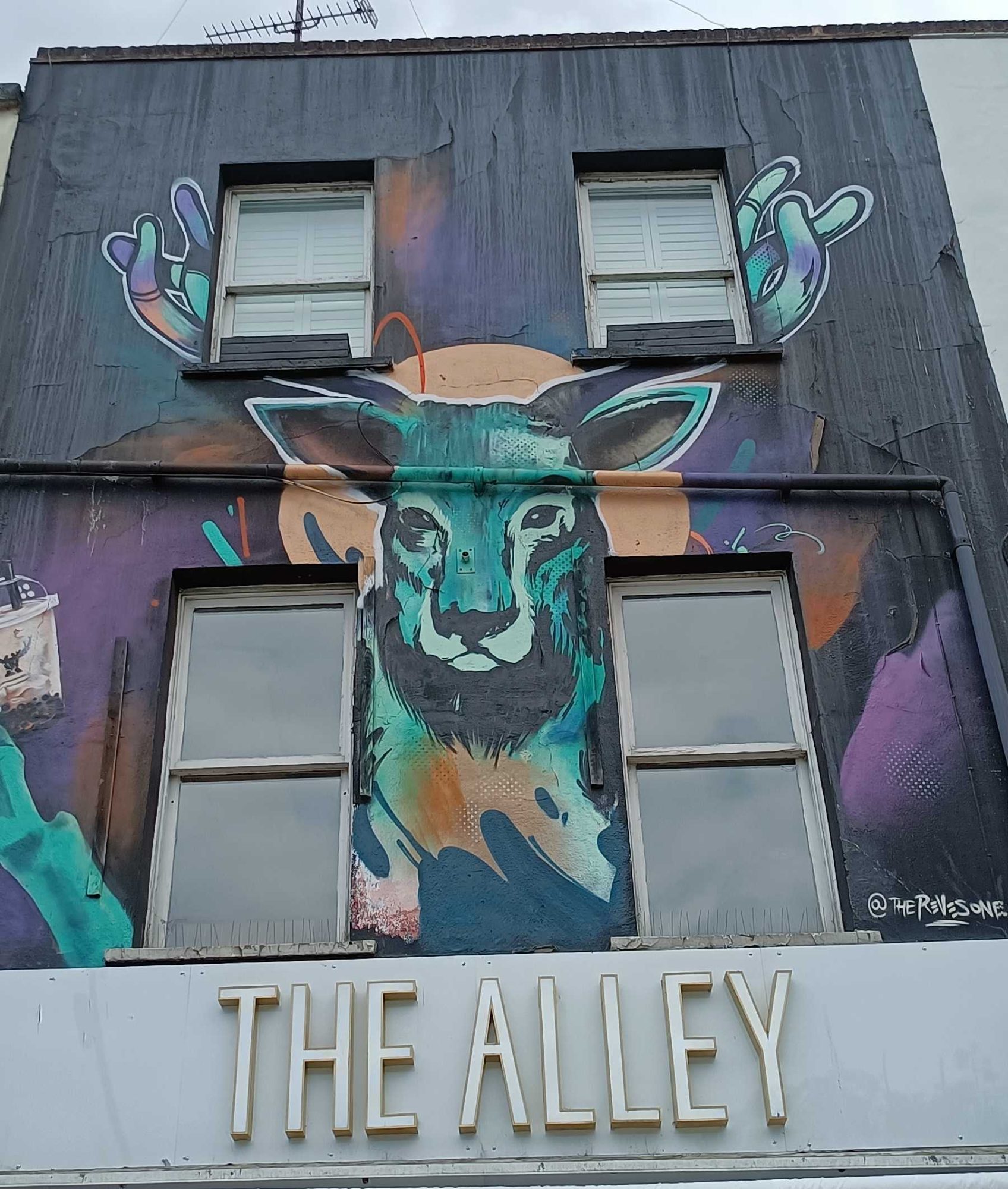 The Turquoise Stag at The Alley — Street art by The Reves One in London