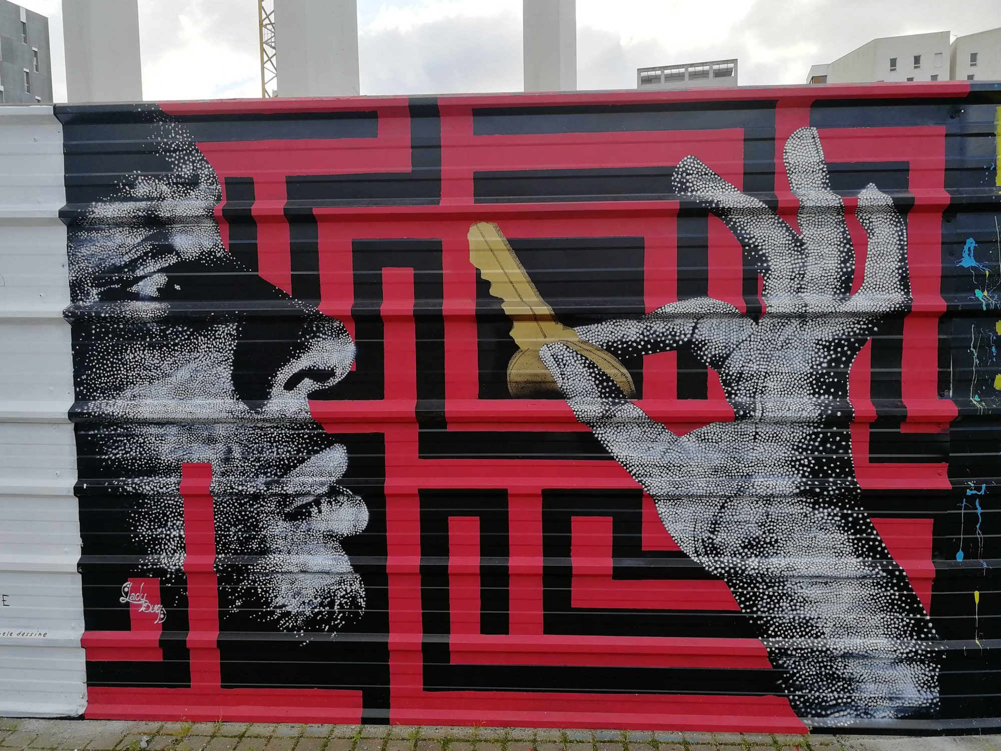 Labyrinth and Portrait by Lady Bug — Street art by Lady bug in Nantes