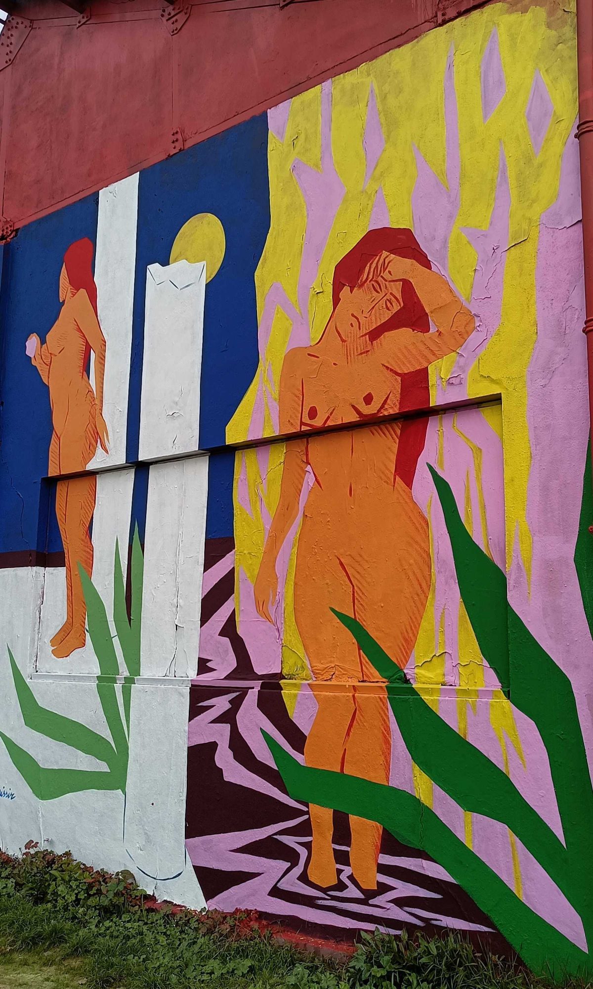 Two Orange Nudes à la Matisse — Street art in La Rochelle