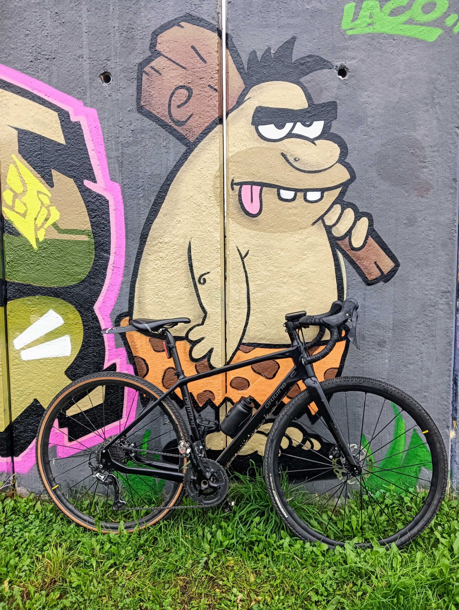 Cartoon Prehistoric Man in Mons — Street art in Mons