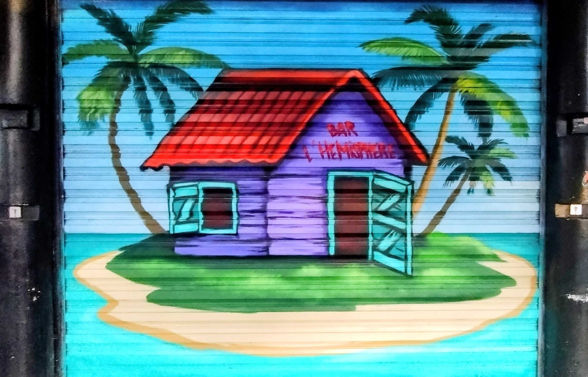 Colorful Tropical House — Street art in Saint-Paul