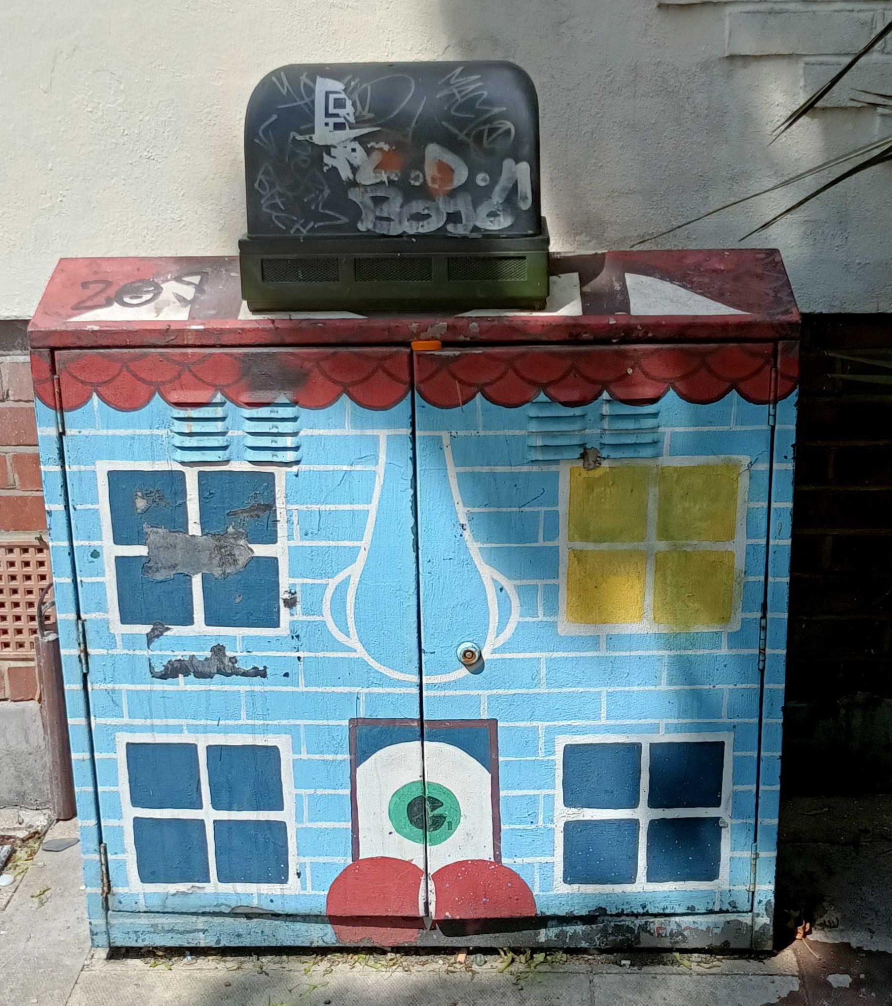 Illustrated Blue House — Street art in London