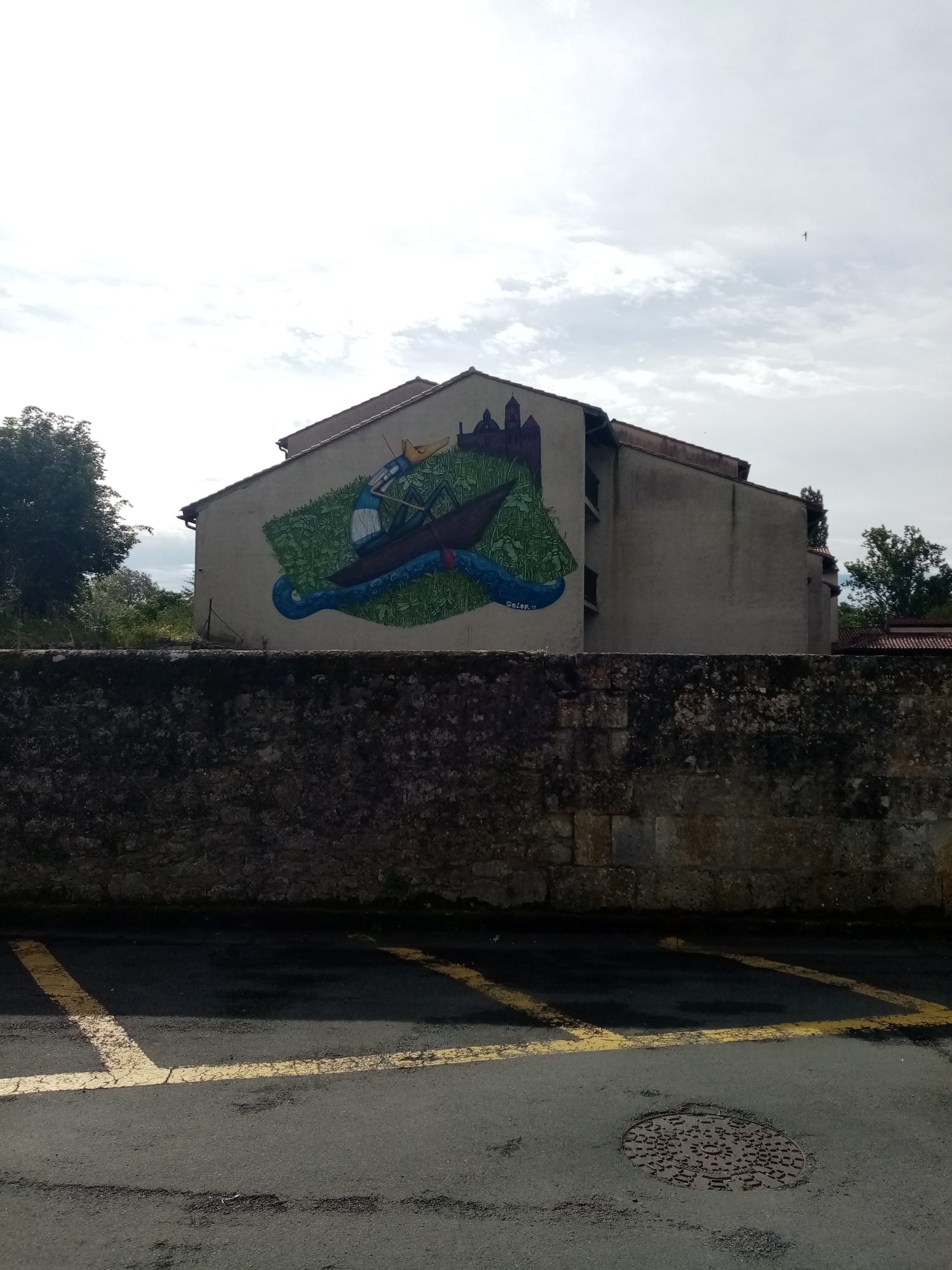 The Boat on the Wave — Street art by Selor in Brantôme en Périgord