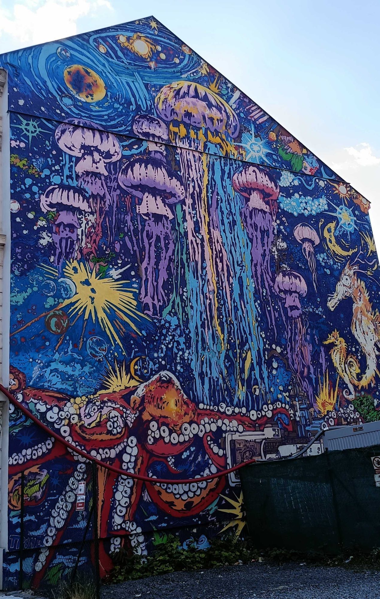 Jellyfish and Cosmos — Street art by Michal Škapa in Prague