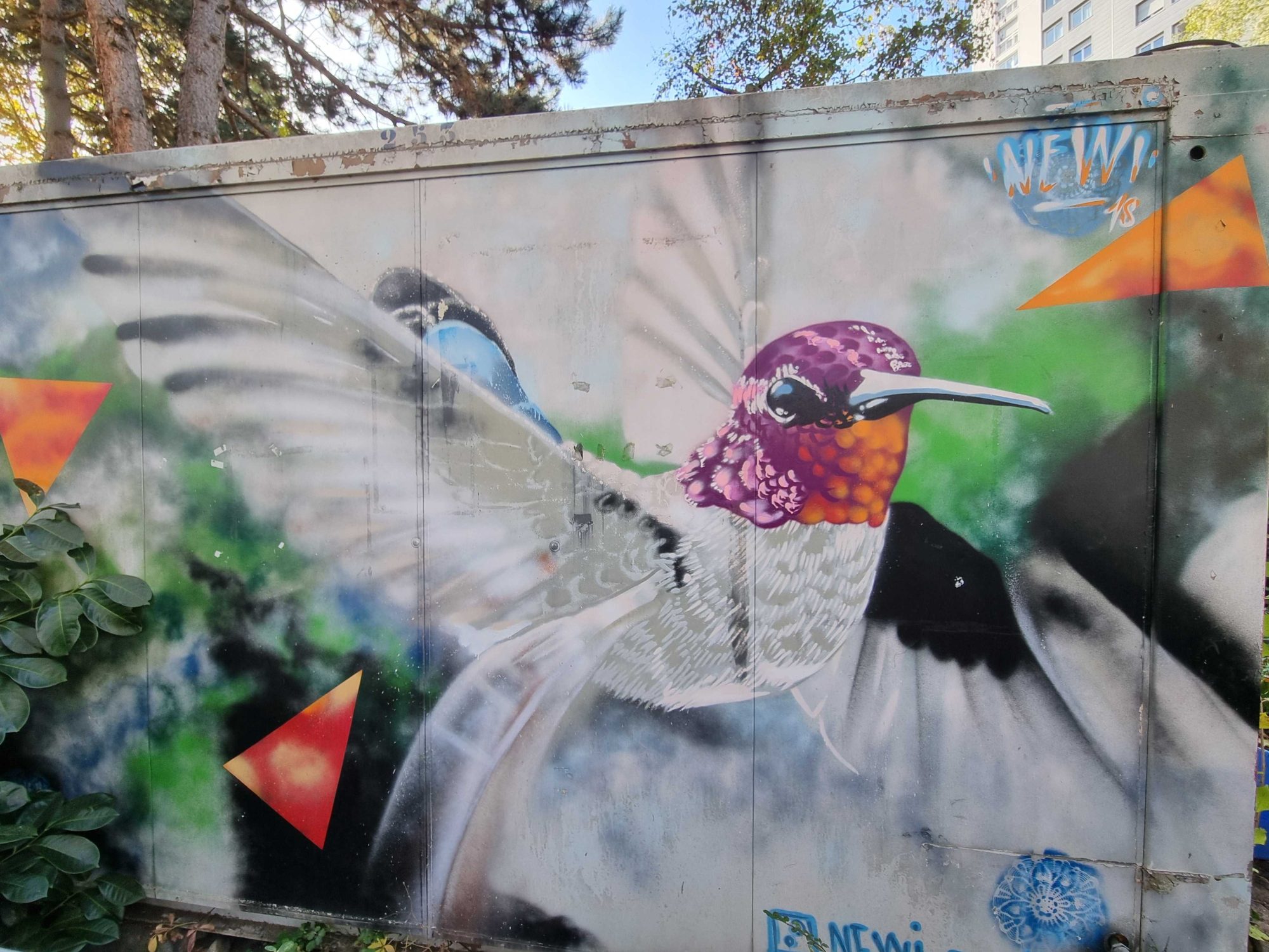Hummingbird in Flight by Newi — Street art by Newi (Julien Berland) in Clermont-Ferrand