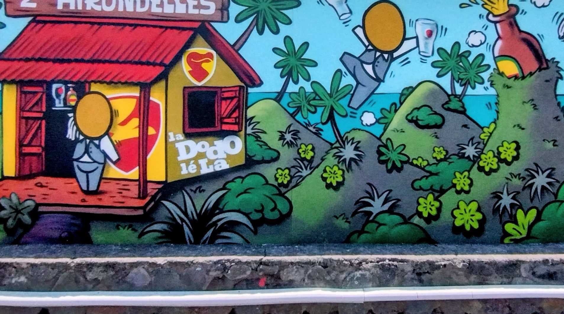 Swallows Tropical House — Street art by Jace in Saint-Denis