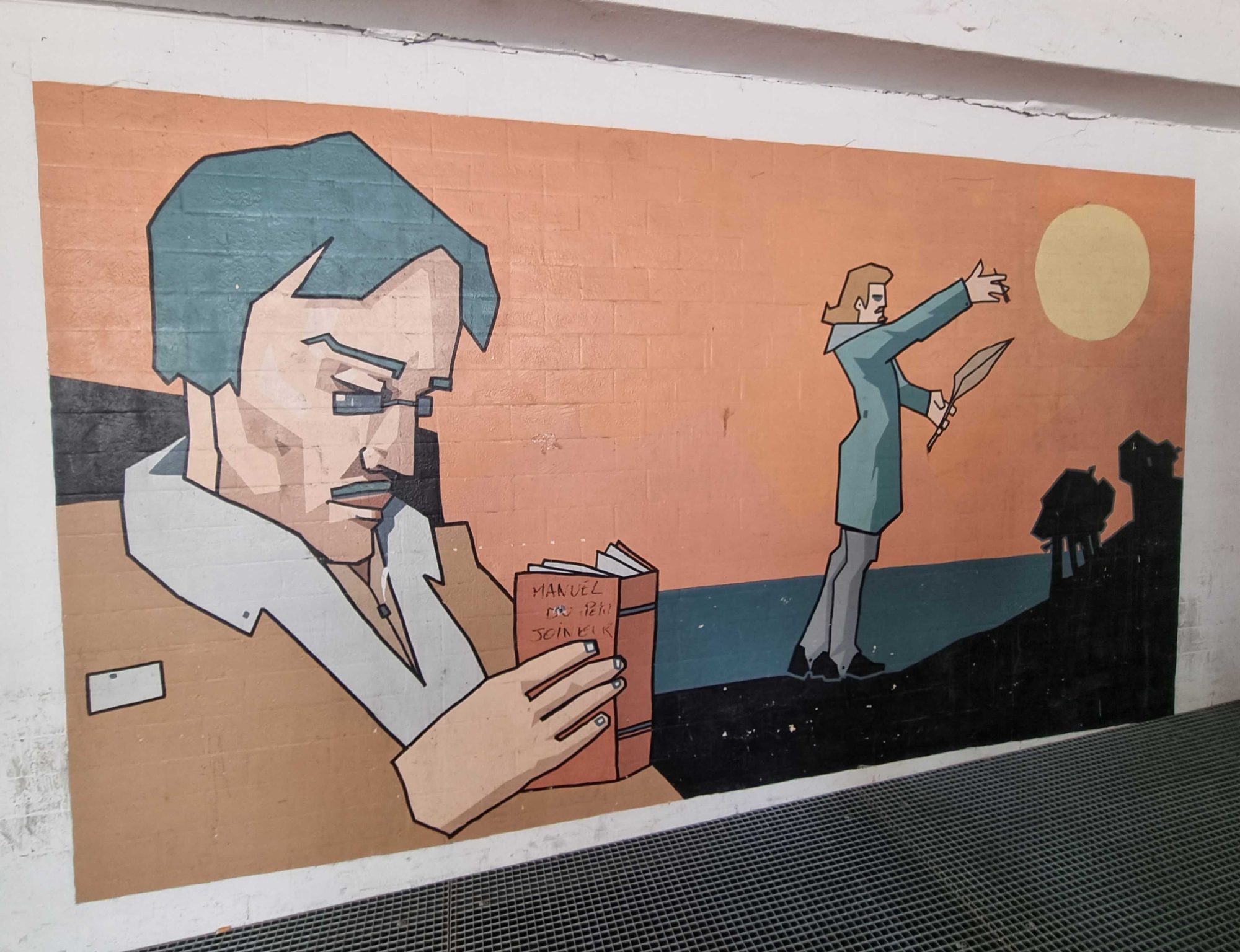 Lecteur et danseuse dans le passage — Street art à Strasbourg