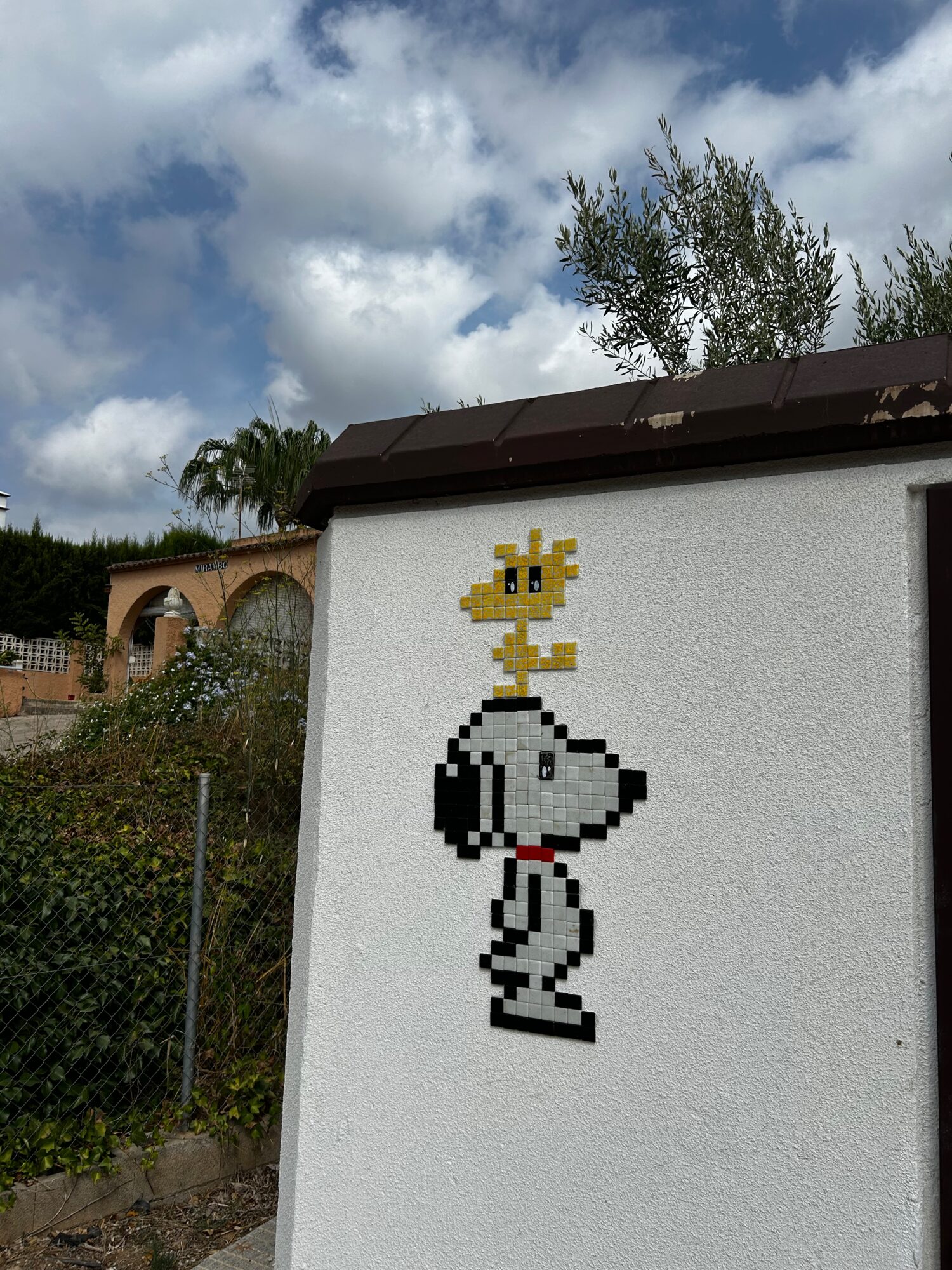 Snoopy and Woodstock Mosaic — Street art by Astro Boy in Beniarbeig