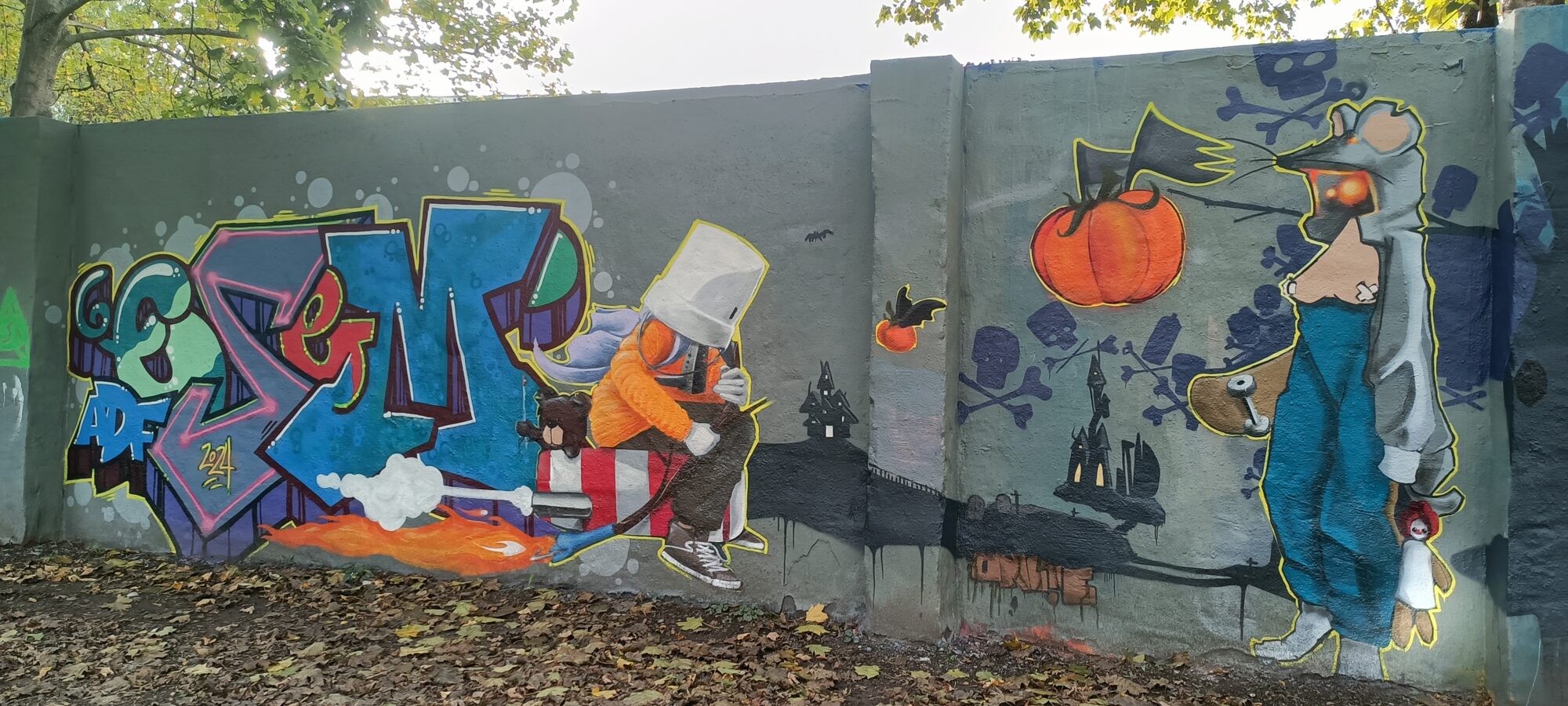 Fresque d'Halloween à la citrouille — Street art à Düsseldorf