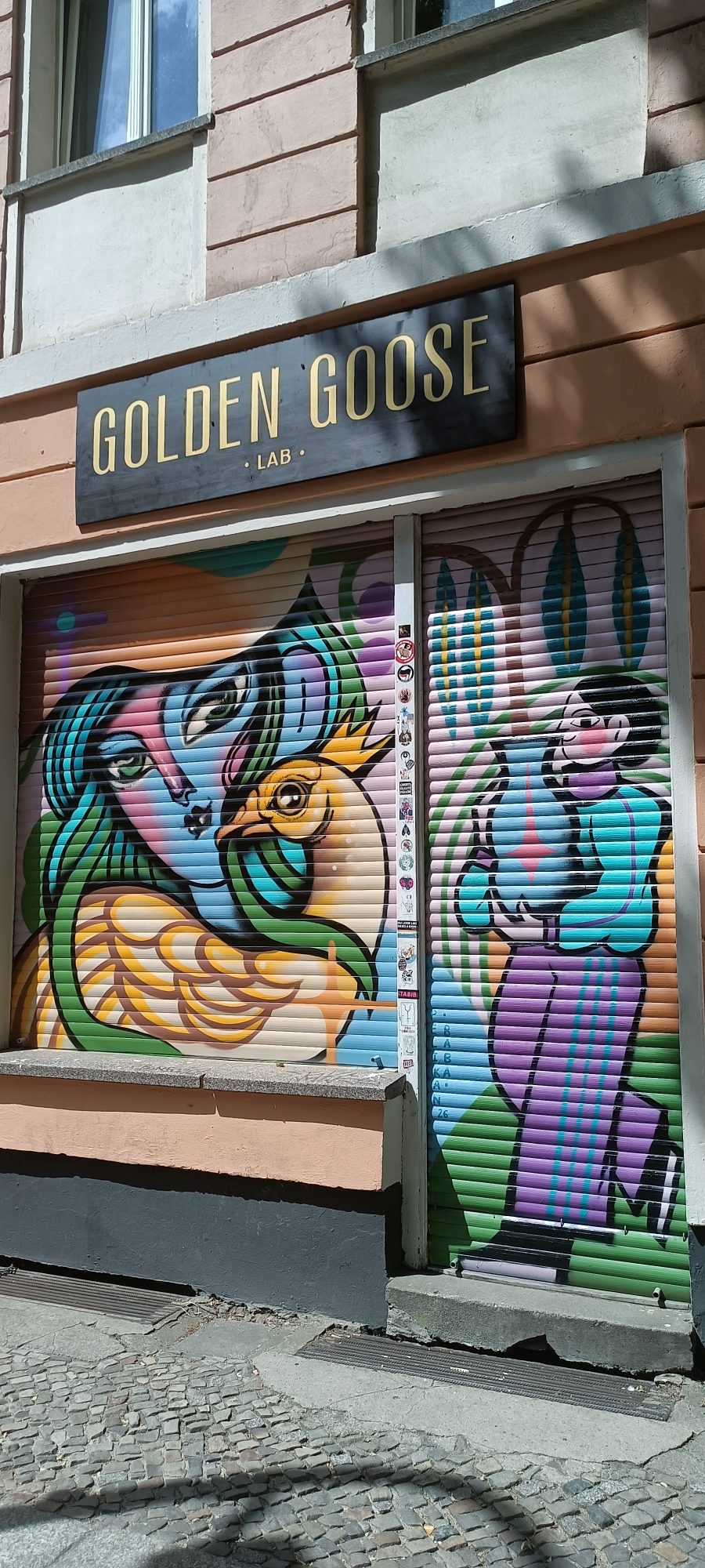 Cubist Shutters of Golden Goose Lab — Street art in Berlin