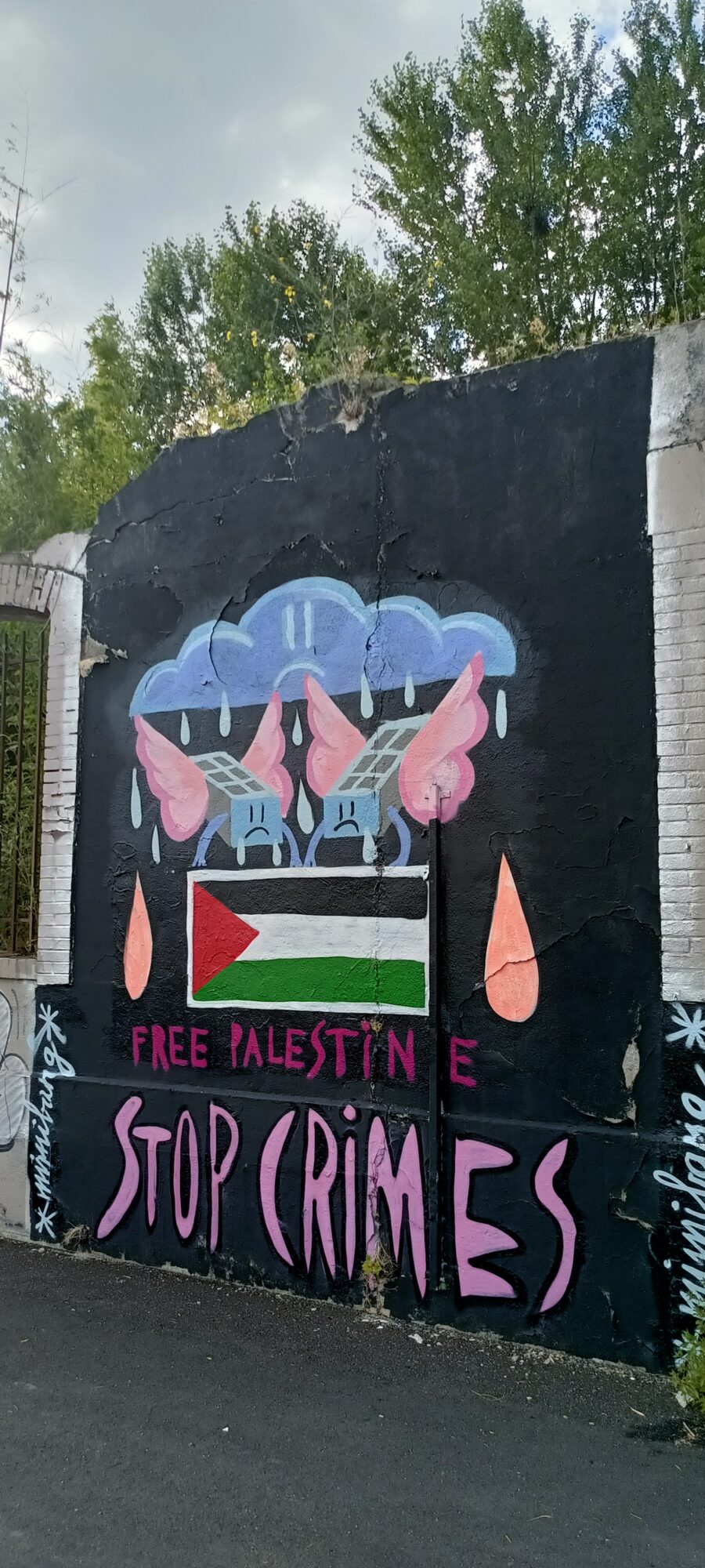 Free Palestine, Weeping Cloud — Street art in Nantes