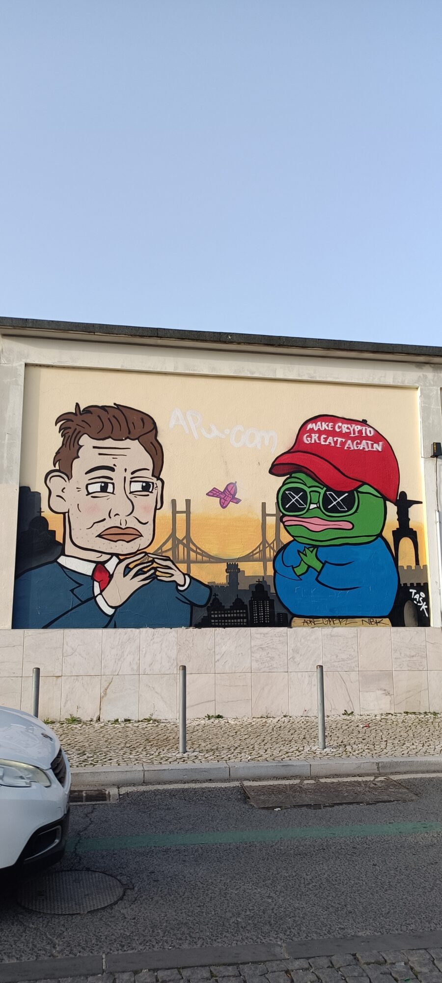 Musk and Pepe, Make Crypto Great Again — Street art in Lisboa