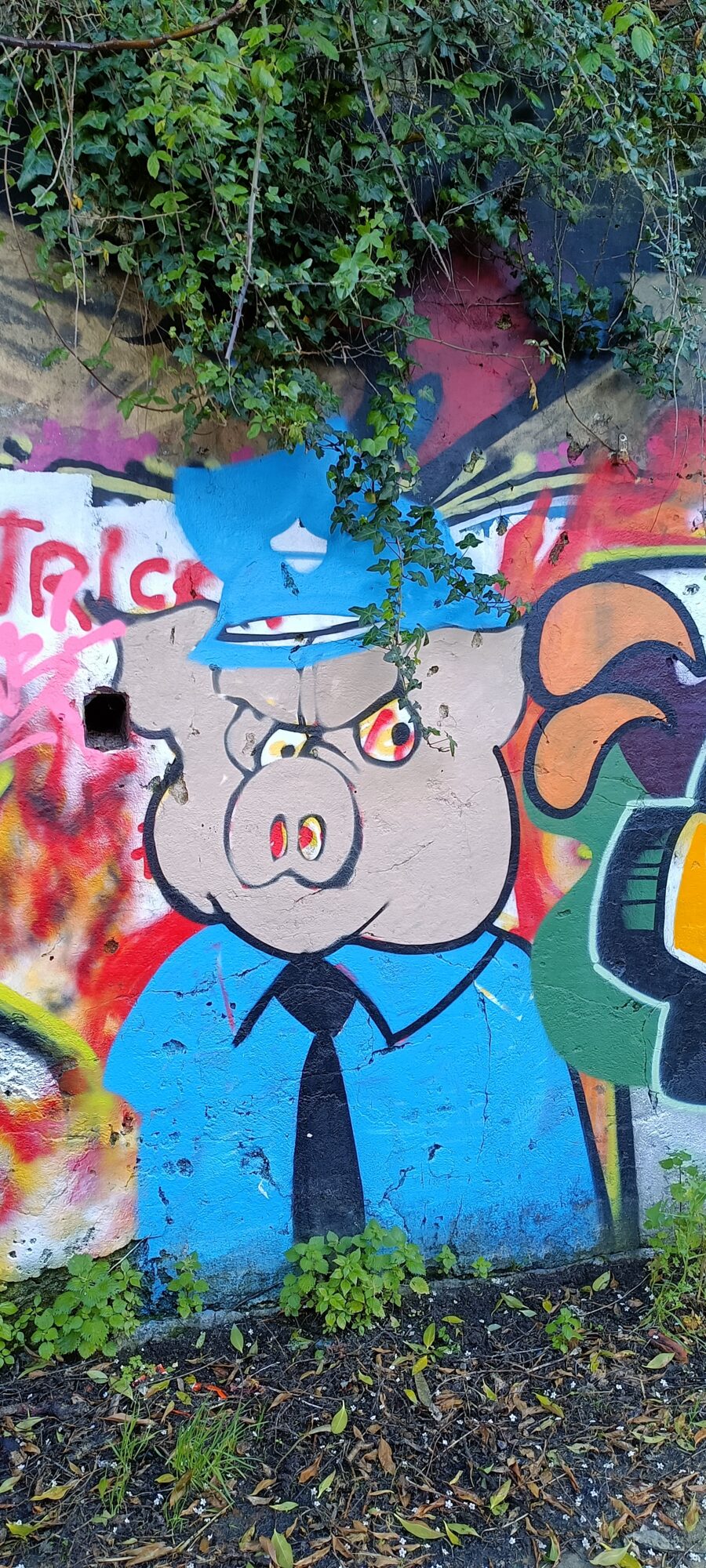 Police Pig in a Blue Shirt — Street art in Lisboa
