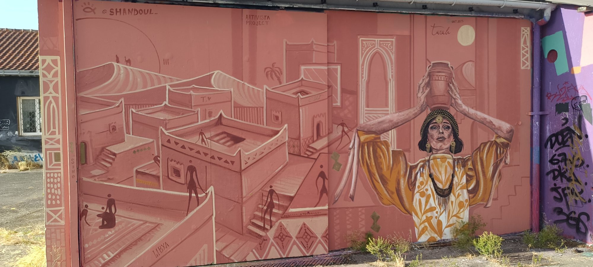 Village libyen par Shandoul et Tanala — Street art de Tanala, Shandoul à Nantes