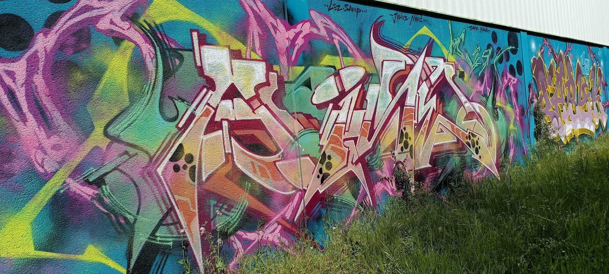 Wildstyle rose et turquoise — Street art à Sainte-Luce-sur-Loire
