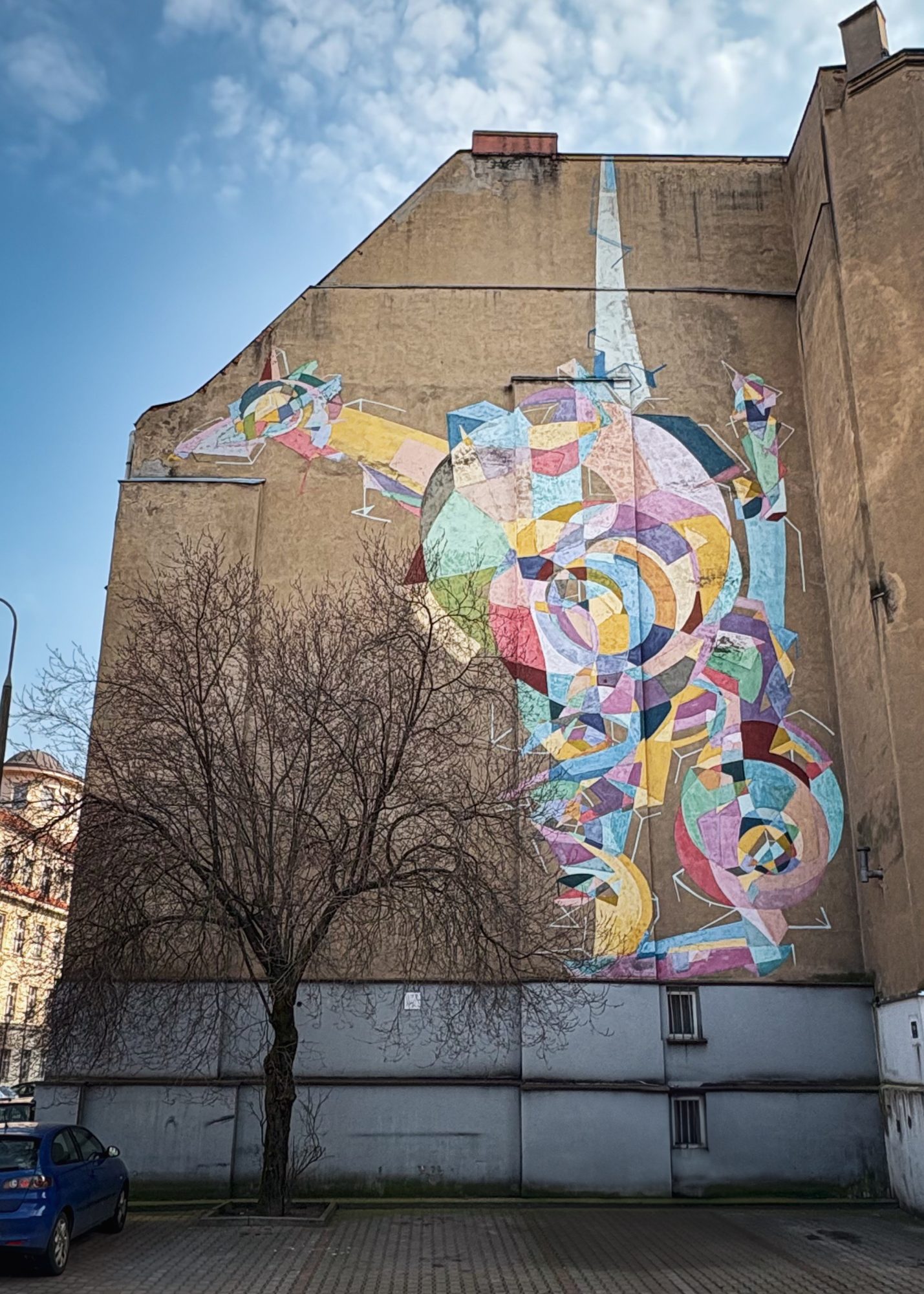 Abstraction géométrique colorée — Street art de Kenor à Poznań