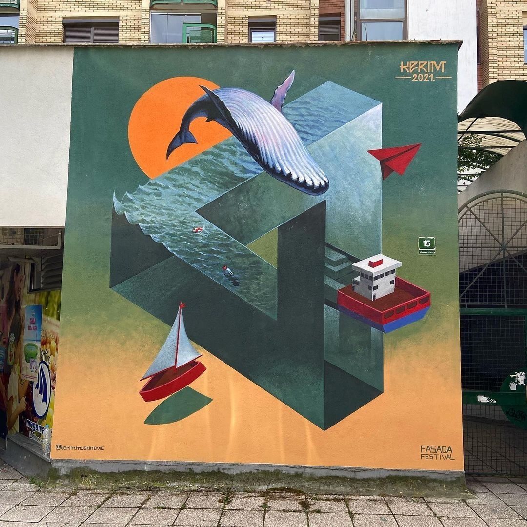 Bottled Ocean - 3D — Street art by Kerim Mušanović in Sarajevo