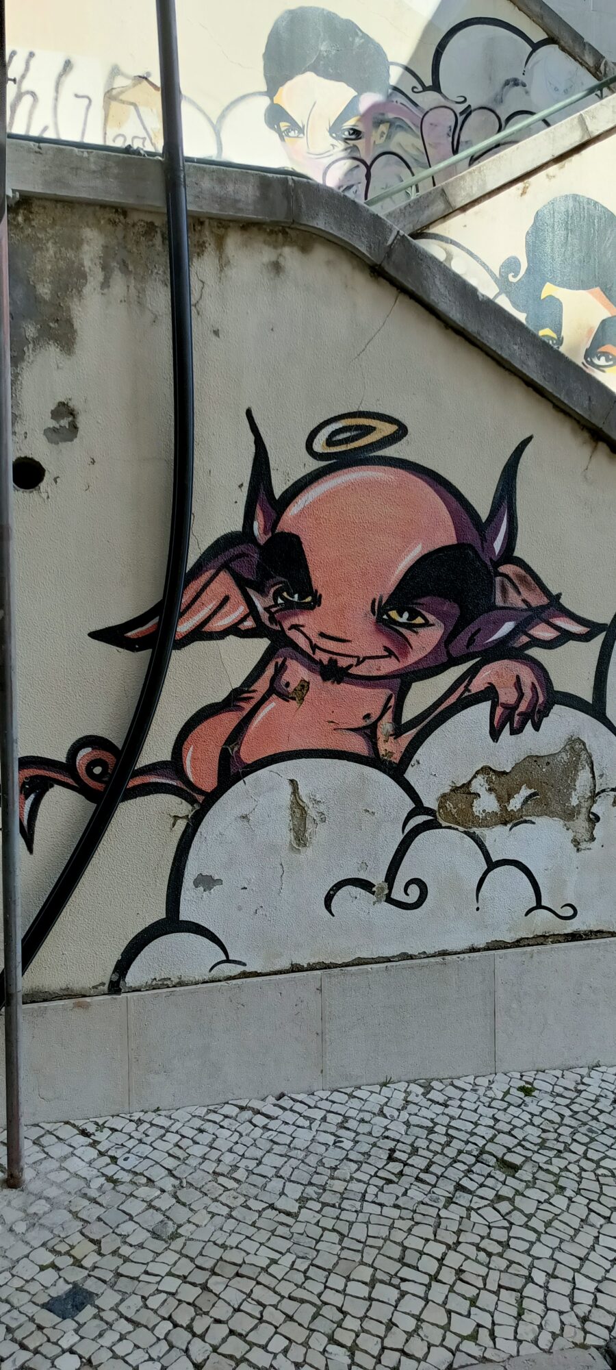 Haloed Imp on a Cloud — Street art in Lisboa