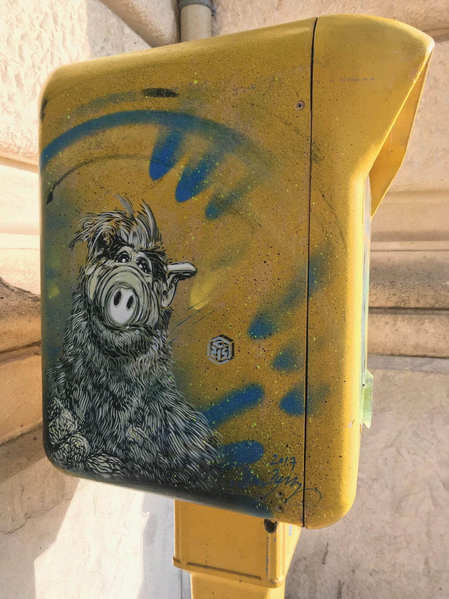 Alf and Gizmo at Bayonne station, by C215 — Street art by C215 in Bayonne