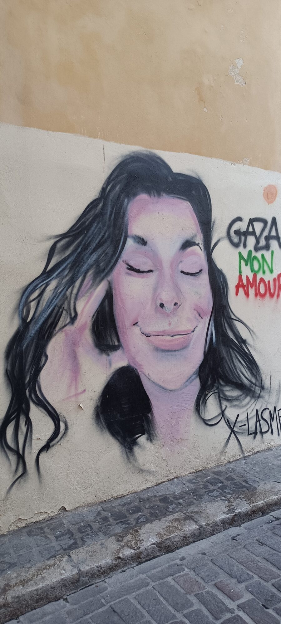Gaza mon amour, visage aux yeux clos — Street art à Marseille
