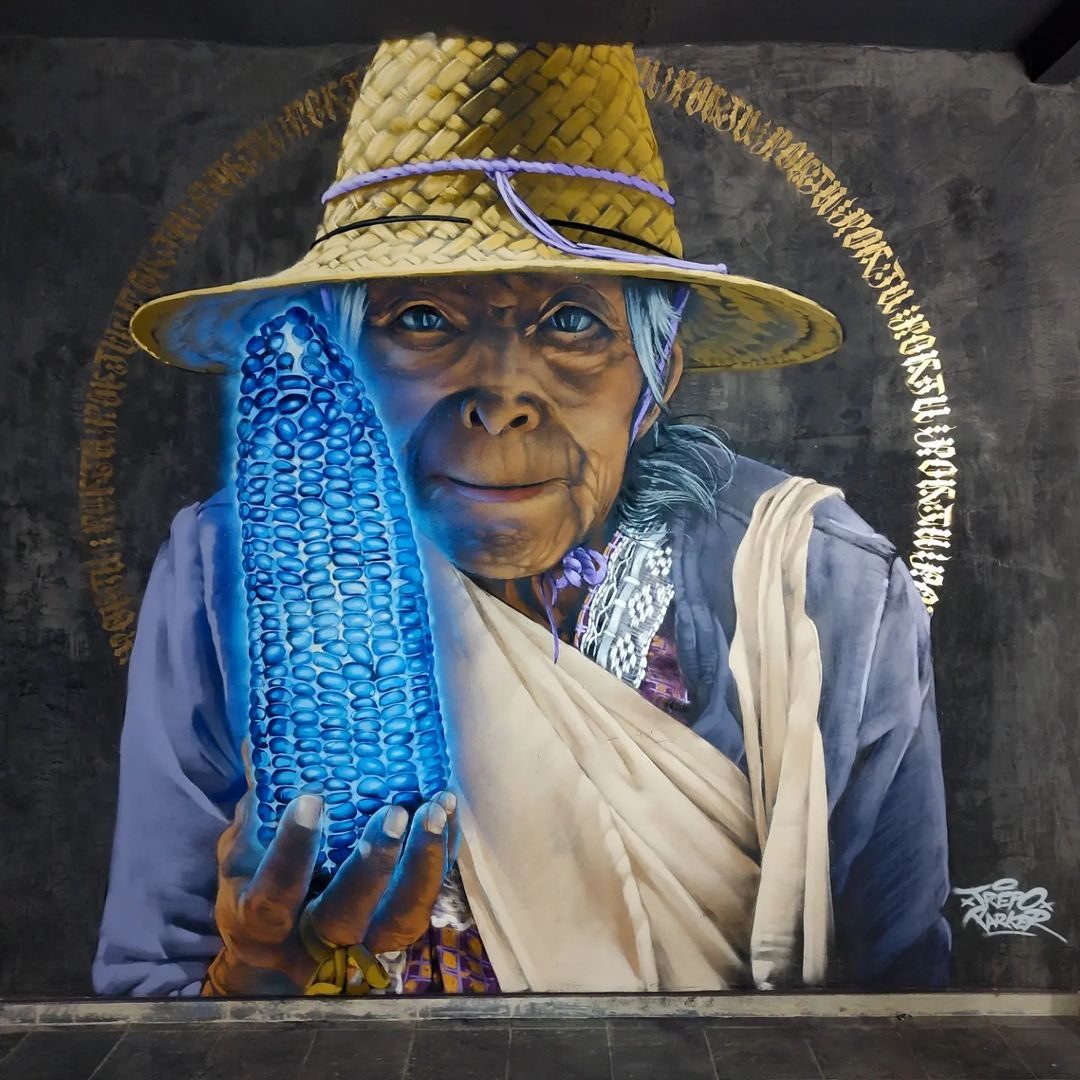 Corn Priestess — Street art by Trepo Parker in Guadalajara